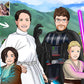 Custom Star Wars-style Jedi portrait of four people — hand-drawn family illustration with lightsabers