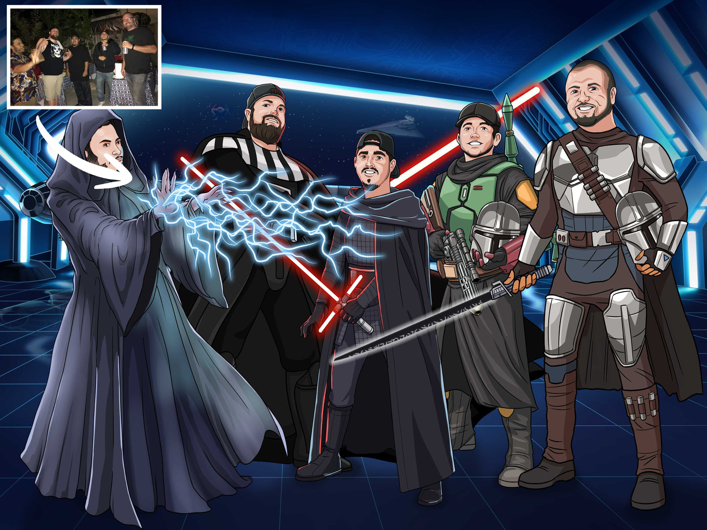 Custom Jedi Team Portraits — Personalized Star Wars Corporate Gift | MakeMeJedi