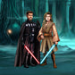 Custom Star Wars-style Jedi portrait of two people — hand-drawn couple illustration with lightsabers