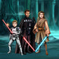 Custom Star Wars-style Jedi portrait of three people — hand-drawn group illustration with lightsabers