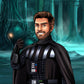 Custom Star Wars-style Jedi portrait of one person — hand-drawn illustration in Jedi robes with lightsaber