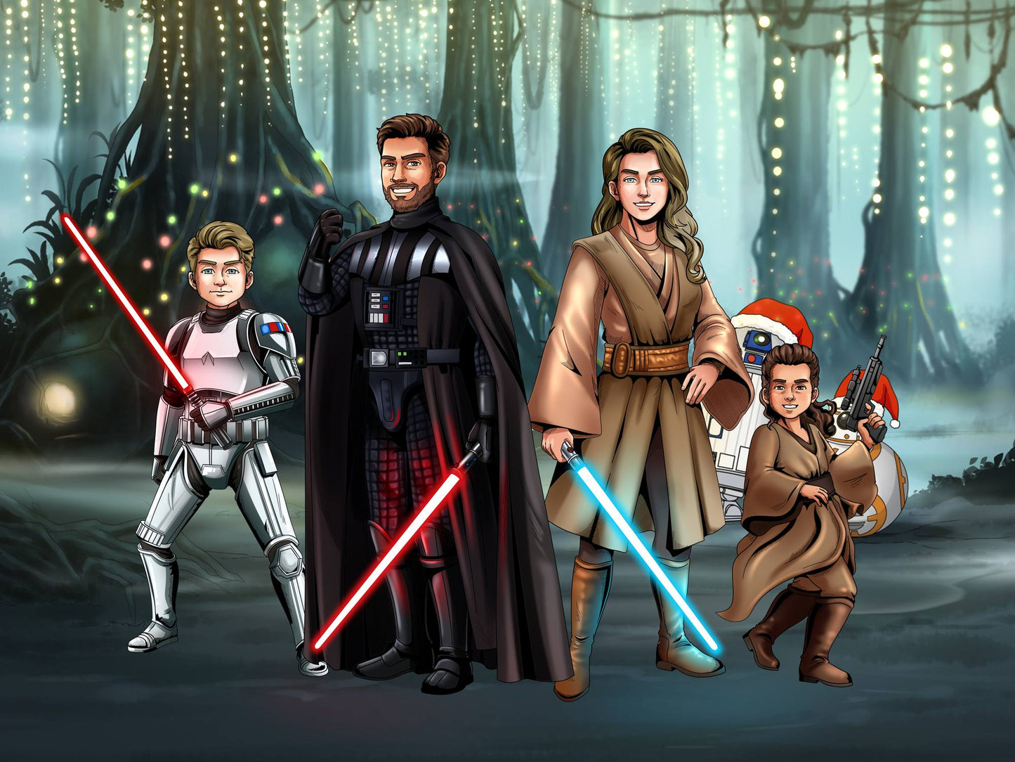 Custom Make Me Jedi Portrait + Water Bottle