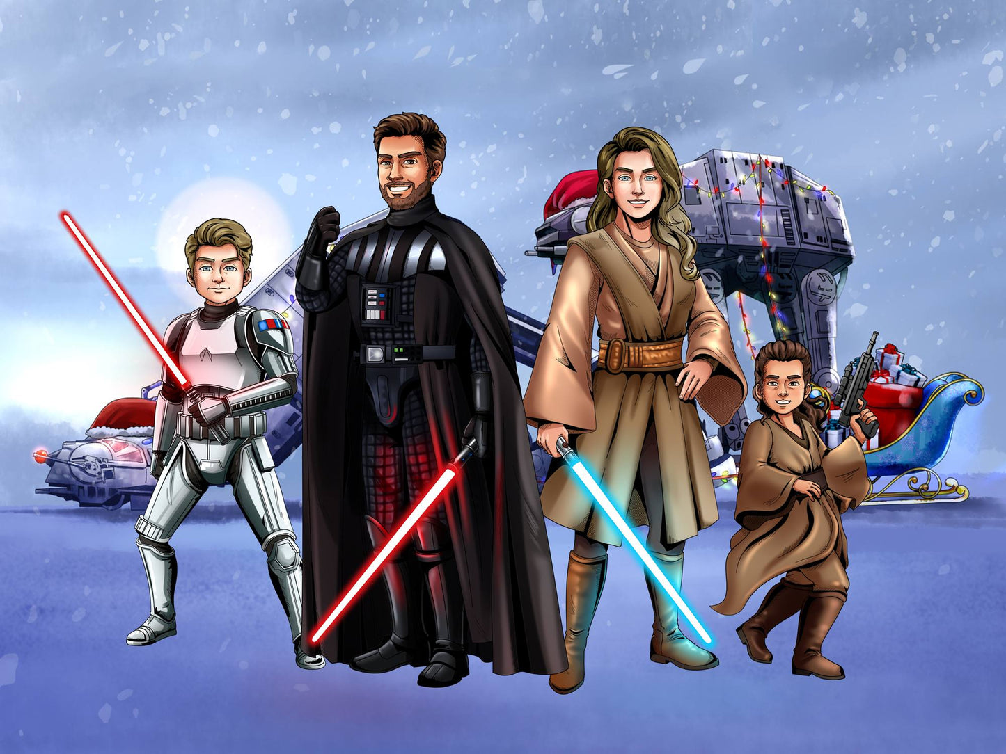 Custom Make Me Jedi Portrait + Water Bottle