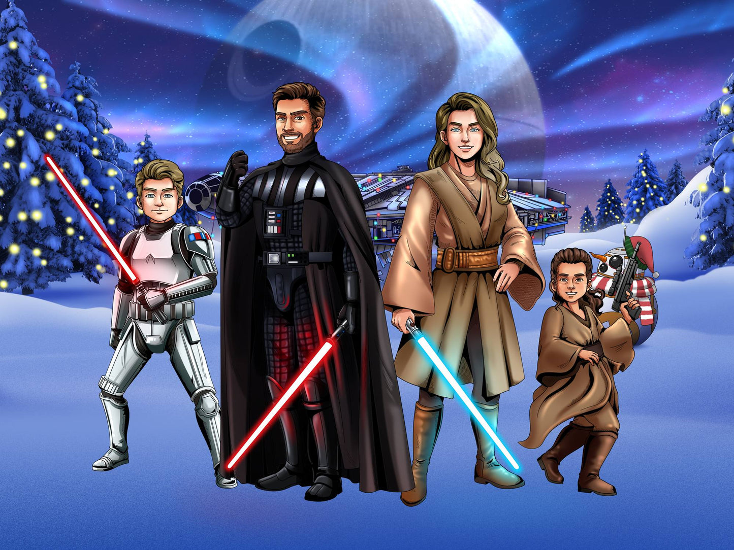 Custom Make Me Jedi Portrait + Water Bottle