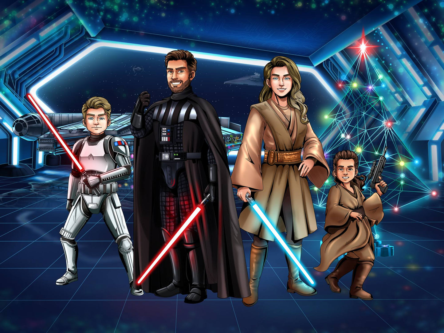 Custom Make Me Jedi Portrait + Water Bottle