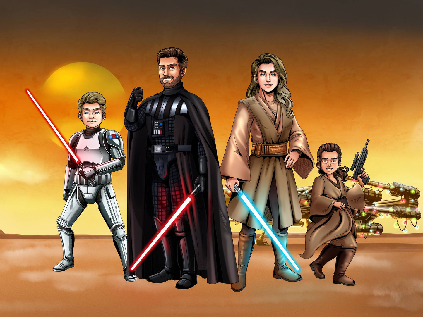 Custom Make Me Jedi Portrait + Water Bottle