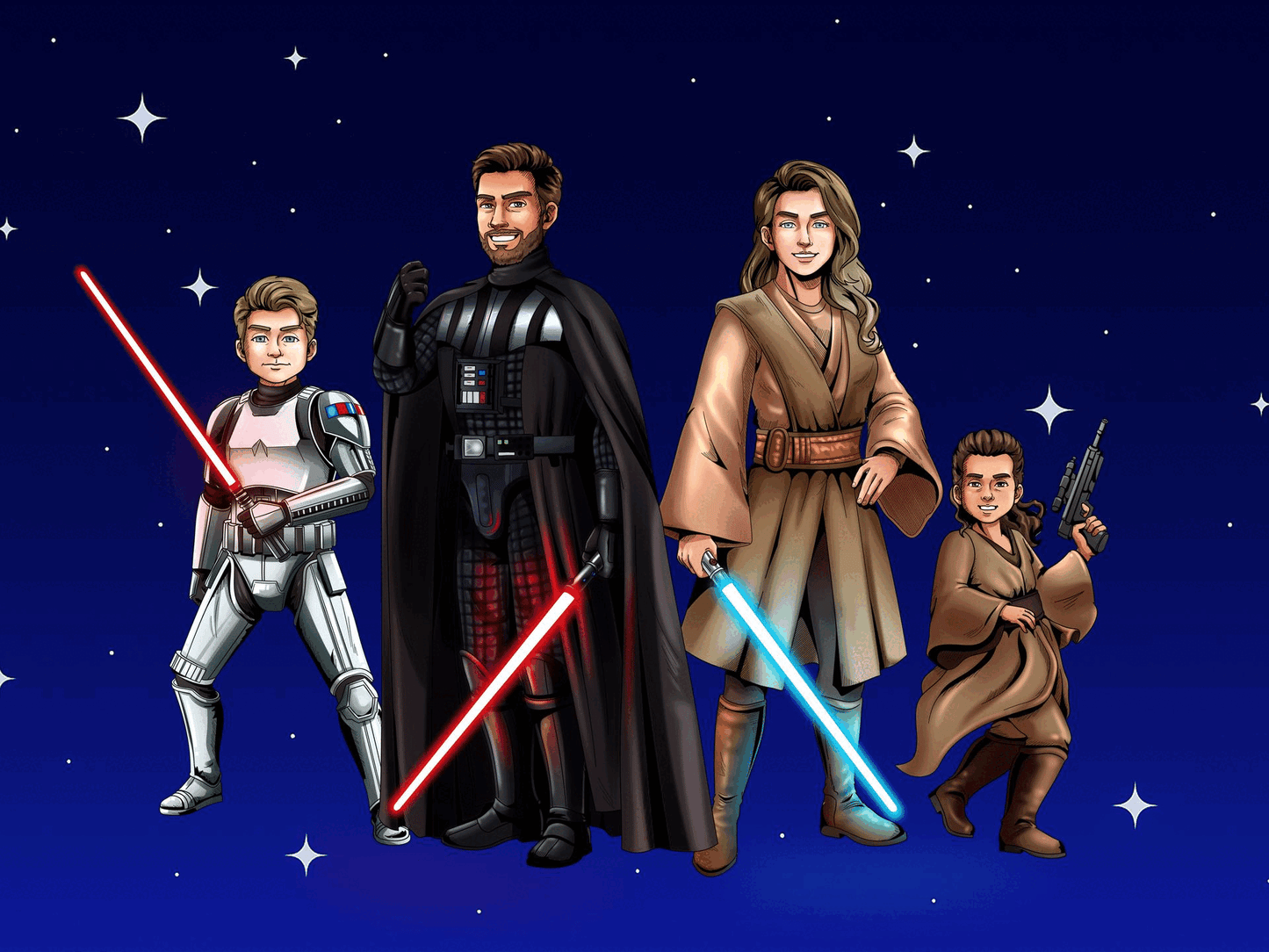 Custom Make Me Jedi Portrait + Water Bottle