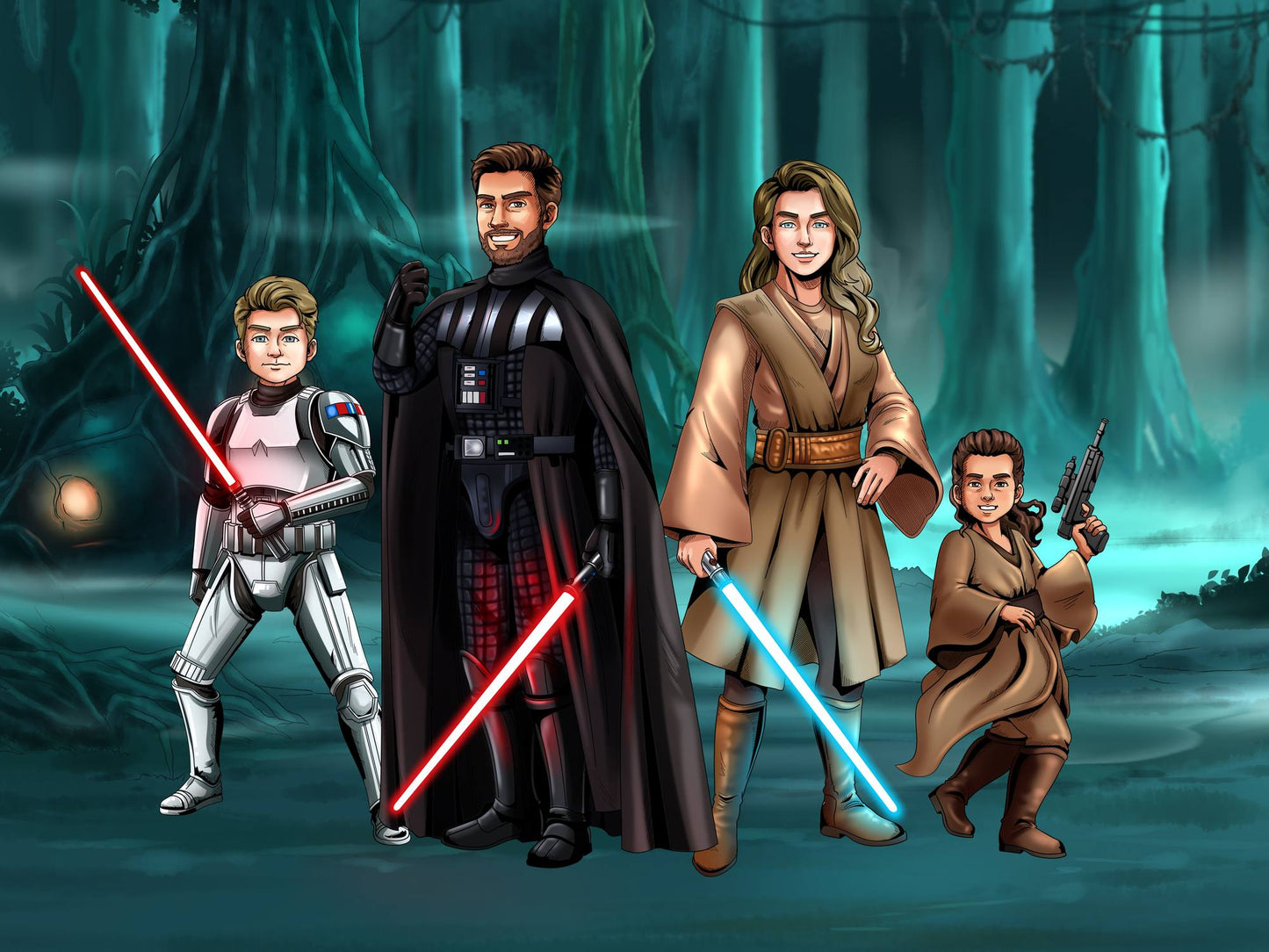 Custom Make Me Jedi Portrait + Water Bottle