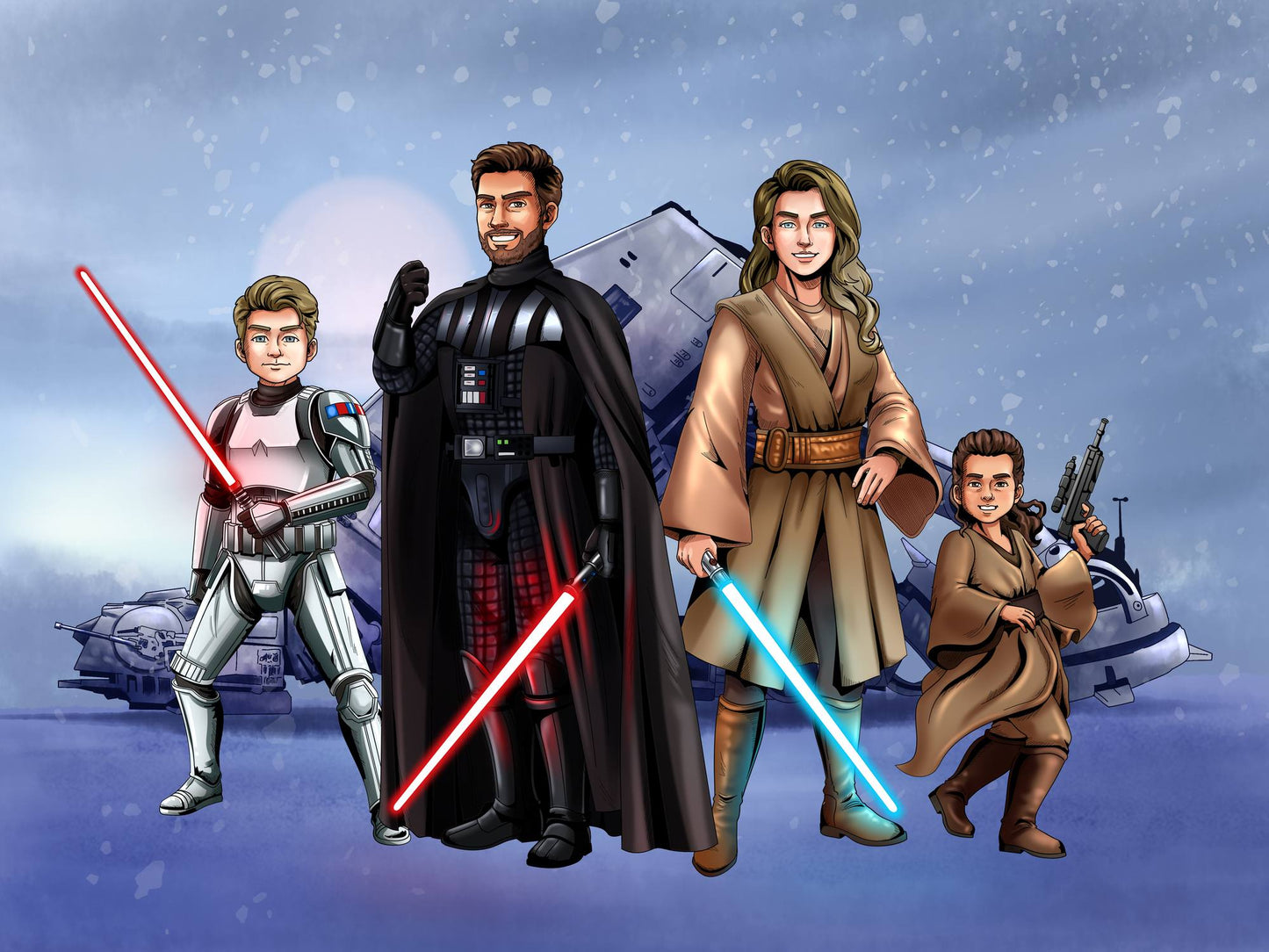 Custom Make Me Jedi Portrait + Water Bottle