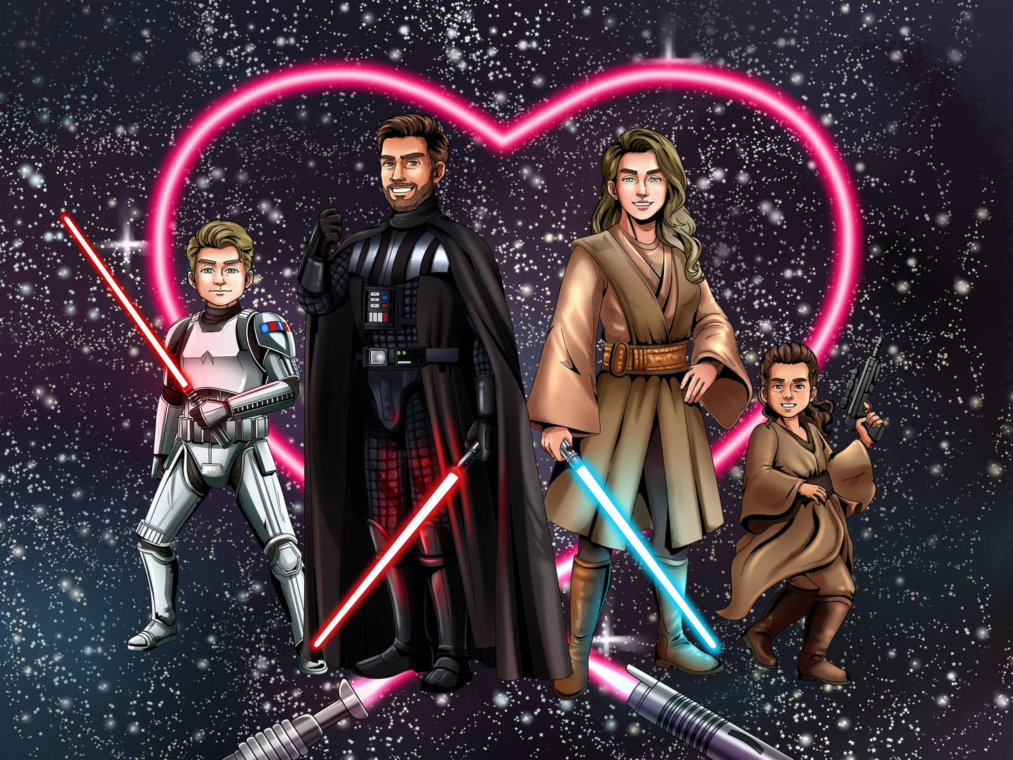 Custom Jedi Couple Portrait — Personalized Star Wars Valentine's Day Gift | MakeMeJedi