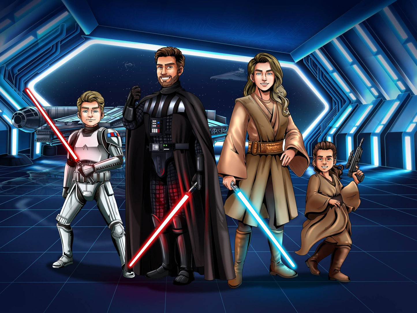 Custom Make Me Jedi Portrait + Water Bottle