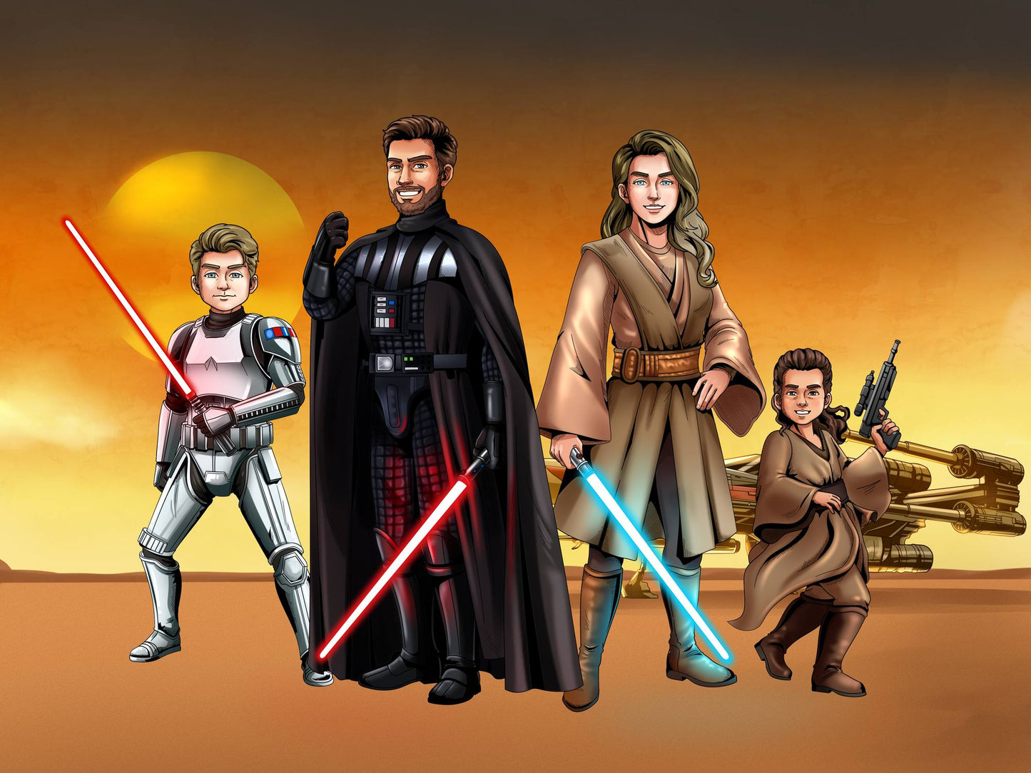 Custom Make Me Jedi Portrait + Water Bottle