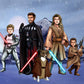 Custom Star Wars-style Jedi portrait of a large group — hand-drawn illustration with multiple people holding lightsabers