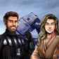 Custom Star Wars-style Jedi portrait of two people — hand-drawn couple illustration with lightsabers
