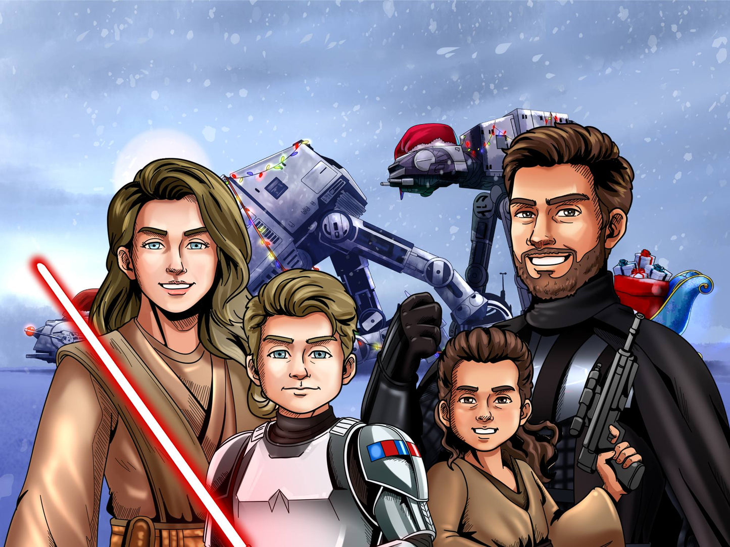 Custom Make Me Jedi Portrait + Water Bottle