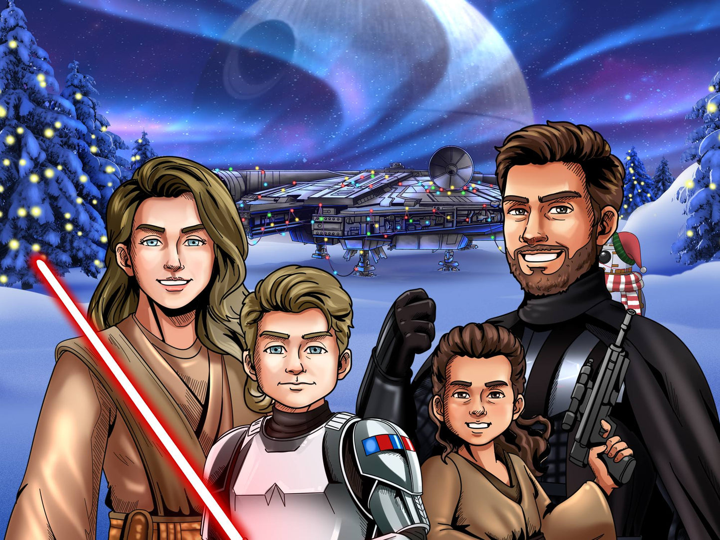 Custom Make Me Jedi Portrait + Water Bottle