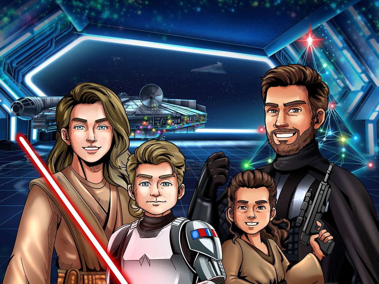 Custom Make Me Jedi Portrait + Water Bottle