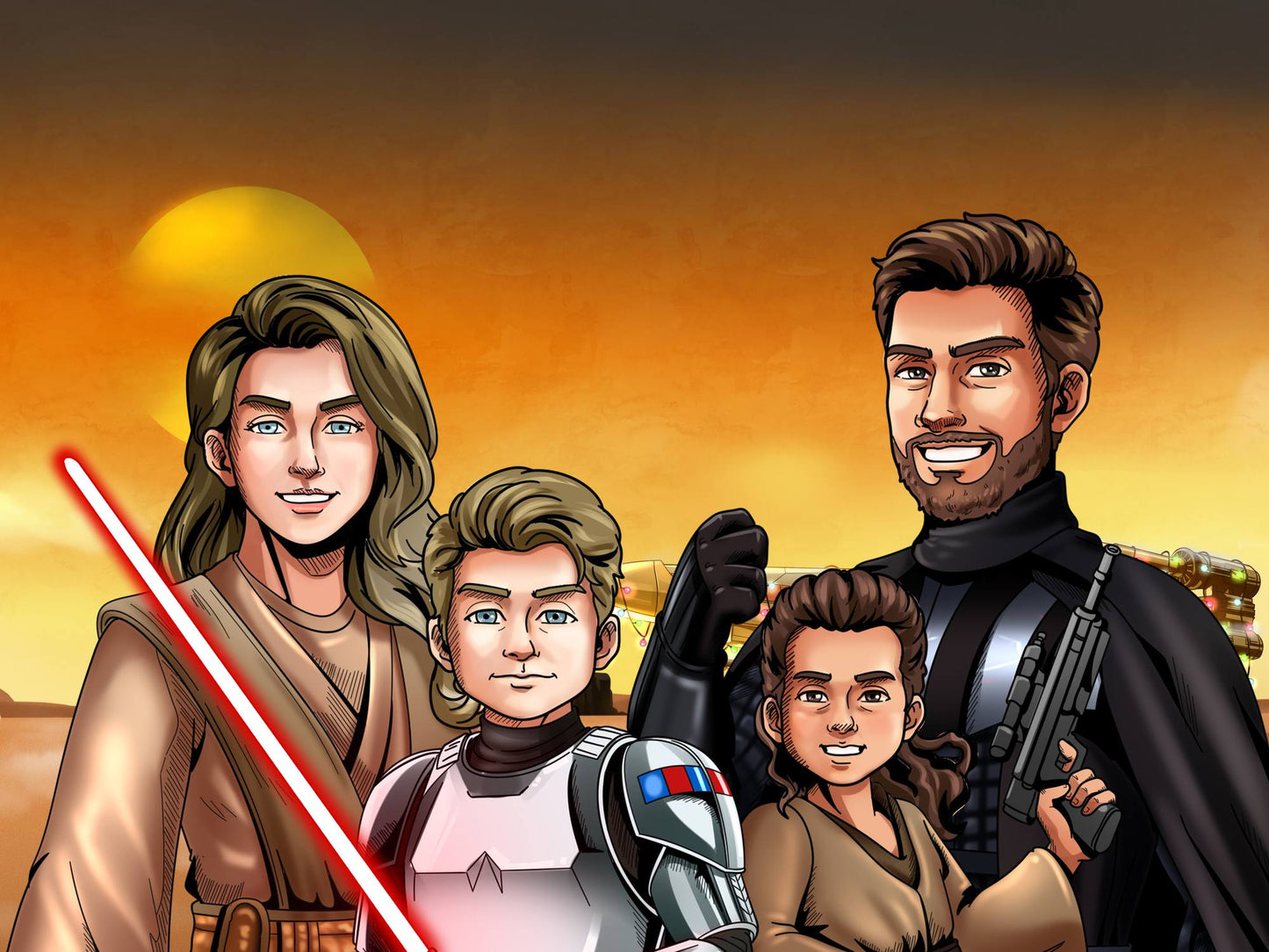 Custom Make Me Jedi Portrait + Water Bottle