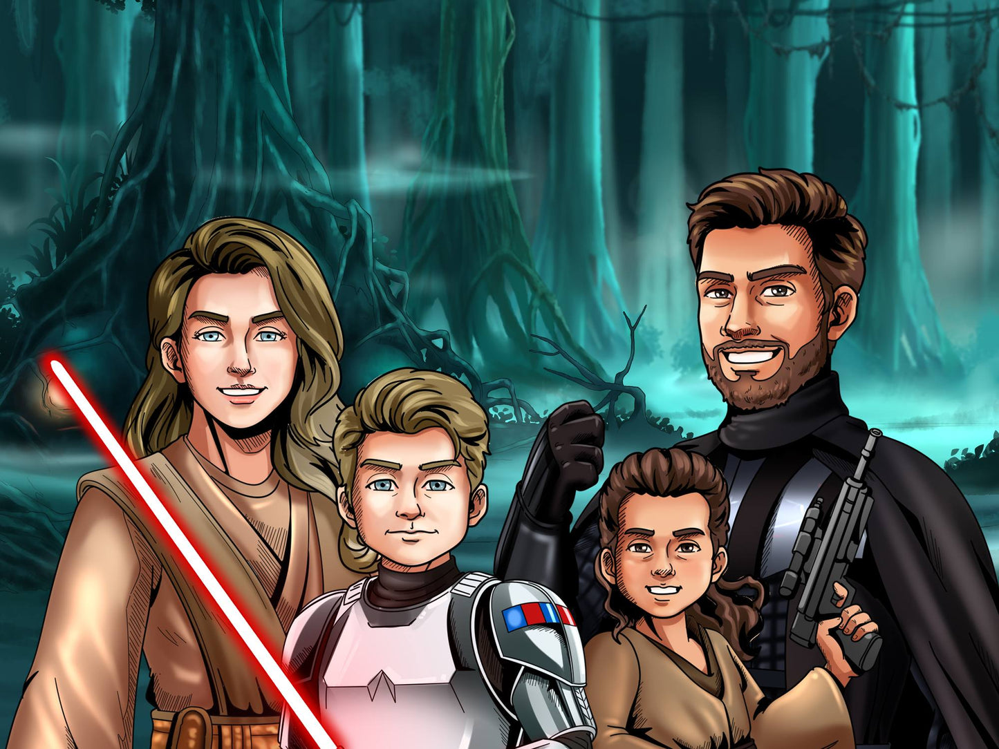 Custom Make Me Jedi Portrait + Water Bottle