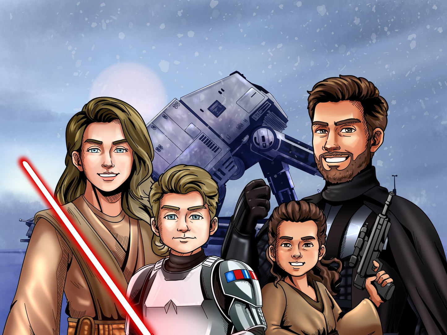 Custom Make Me Jedi Portrait + Water Bottle