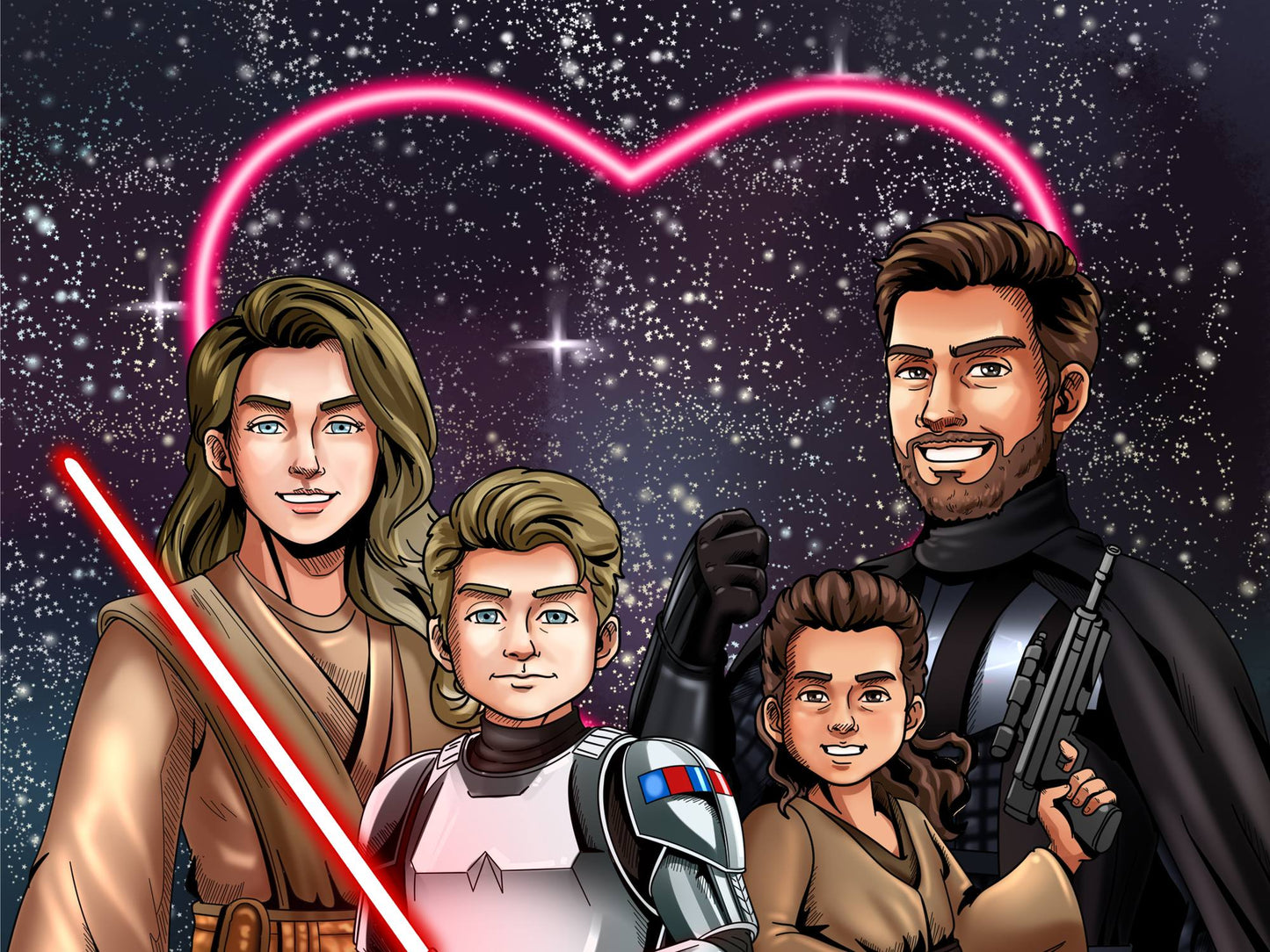 Custom Jedi Couple Portrait — Personalized Star Wars Valentine's Day Gift | MakeMeJedi