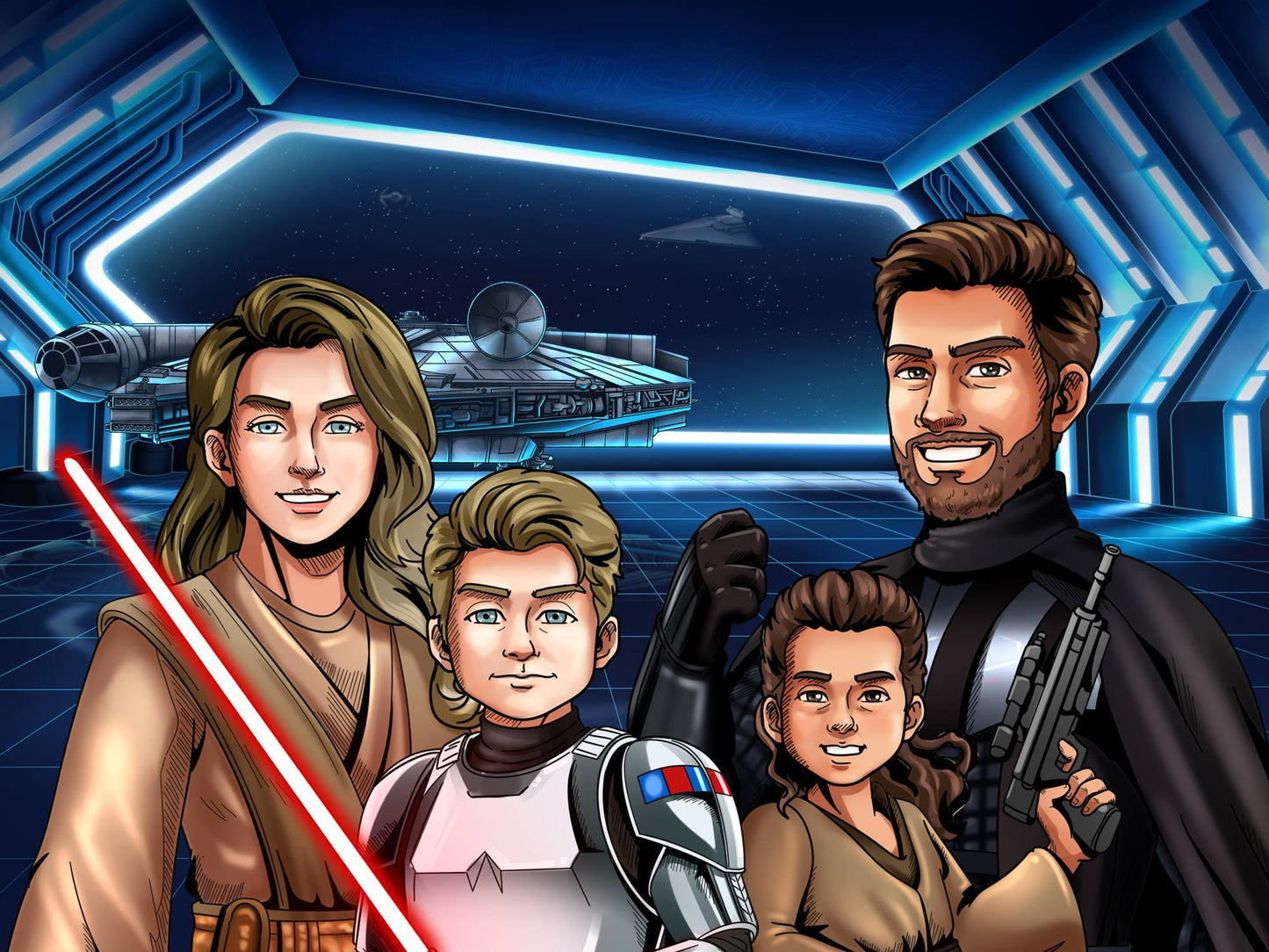 Custom Make Me Jedi Portrait + Water Bottle