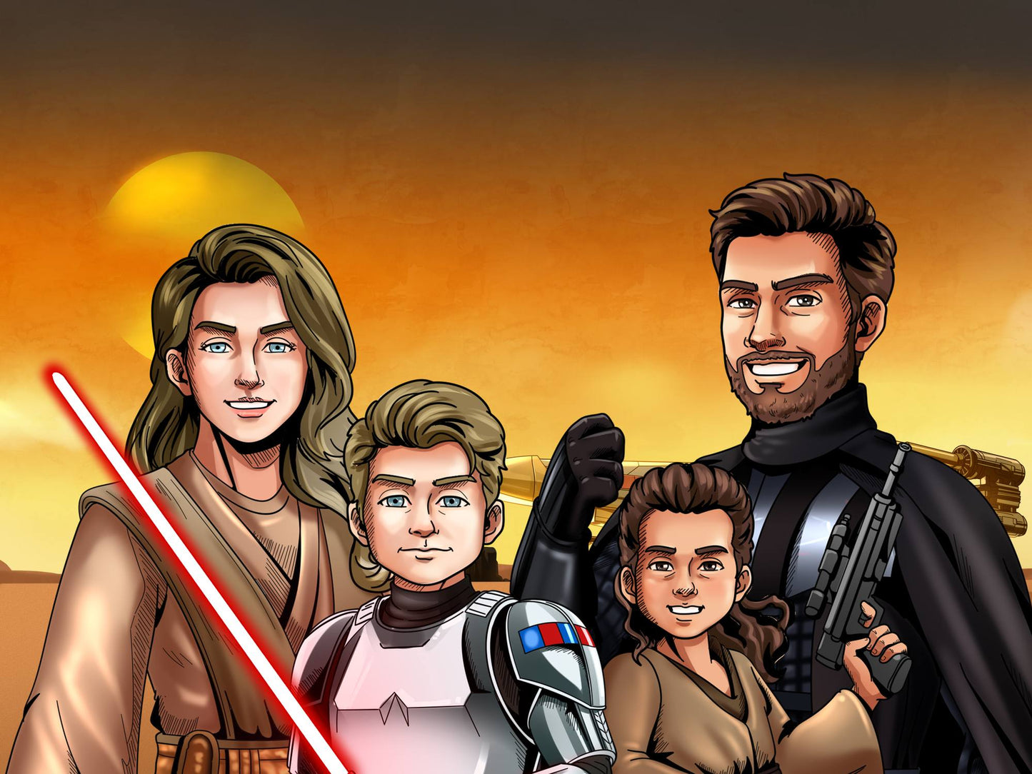 Custom Make Me Jedi Portrait + Water Bottle