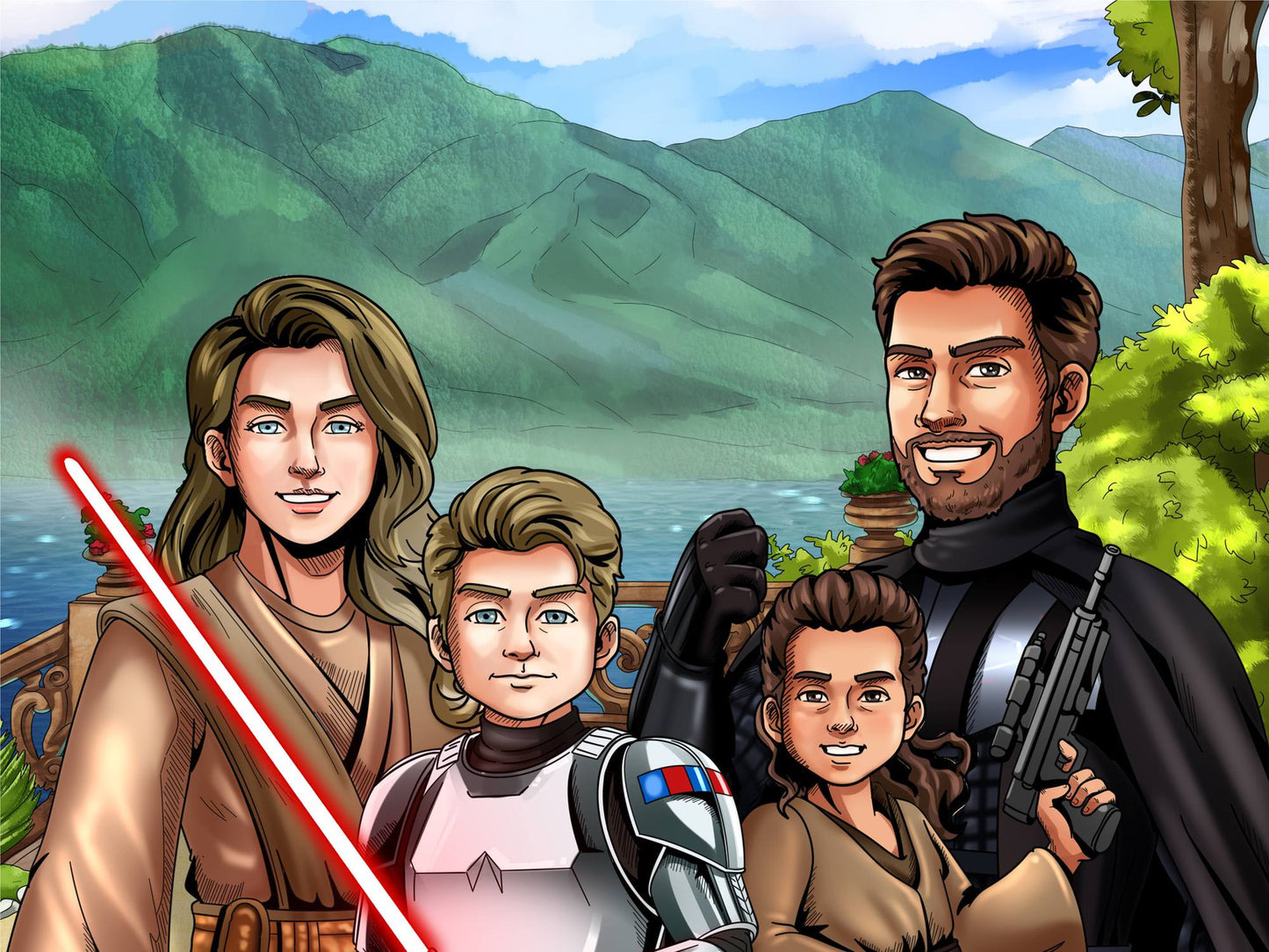 Custom Make Me Jedi Portrait + Water Bottle