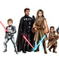 Custom Star Wars-style Jedi portrait of four people — hand-drawn family illustration with lightsabers