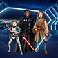 Custom Star Wars-style Jedi portrait of three people — hand-drawn group illustration with lightsabers