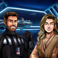 Custom Star Wars-style Jedi portrait of two people — hand-drawn couple illustration with lightsabers