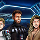 Custom Star Wars-style Jedi portrait of three people — hand-drawn group illustration with lightsabers