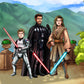 Custom Star Wars-style Jedi portrait of three people — hand-drawn group illustration with lightsabers