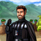 Custom Star Wars-style Jedi portrait of one person — hand-drawn illustration in Jedi robes with lightsaber