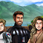 Custom Star Wars-style Jedi portrait of three people — hand-drawn group illustration with lightsabers