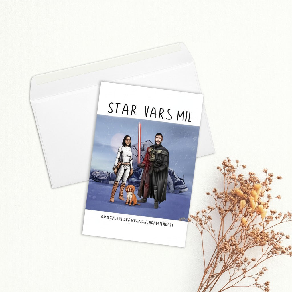 Custom Jedi Portrait + Greeting Cards — Personalized Star Wars Gift Set