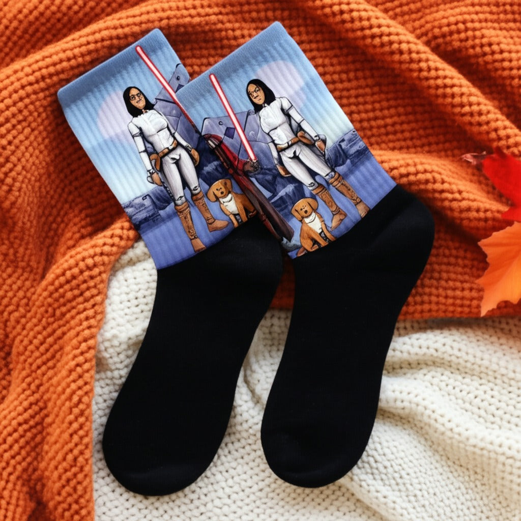 Custom Jedi Portrait + Socks — Personalized Star Wars Fan Gift Set