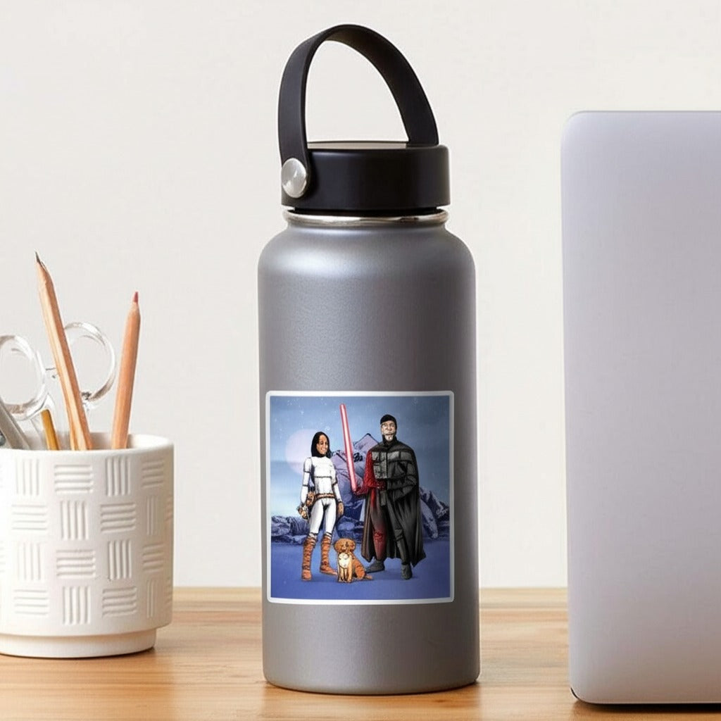 Custom Jedi Portrait + Stickers — Personalized Star Wars Fan Gift Set