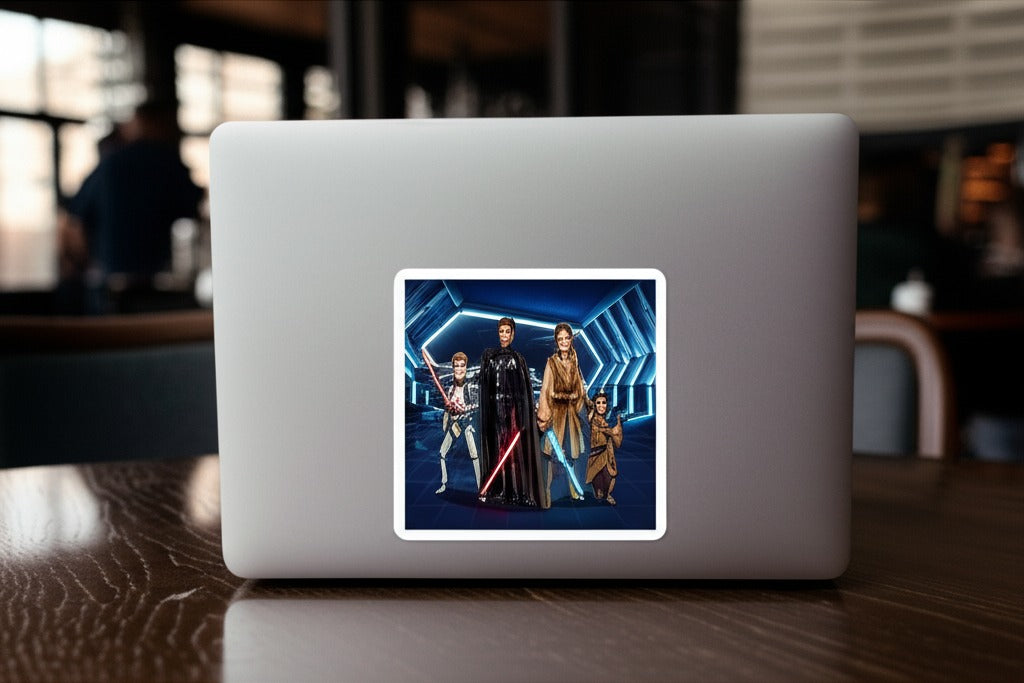 Custom Jedi Portrait + Stickers — Personalized Star Wars Fan Gift Set